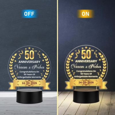 Personalized design for the golden anniversary couple Warm LED glow adds elegance and charm to any room Give a gift that shines as bright as their 50-year journey together—a golden celebration in every glow